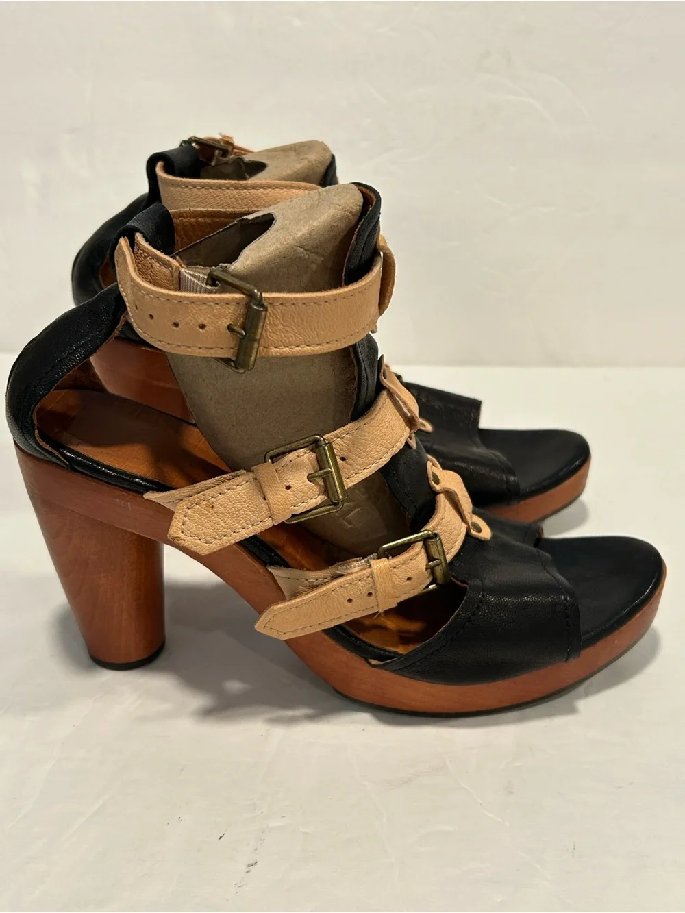 Chie Mihara Strappy Wooden Block Cone Heel Platform leather sandals EU 41|US11 - Picture 6 of 11